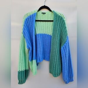Wild Fable Blue and Green Knit Cardigan
